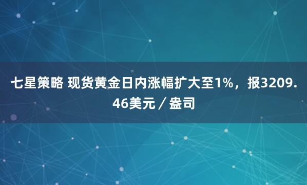 七星策略 现货黄金日内涨幅扩大至1%，报3209.46美元／盎司