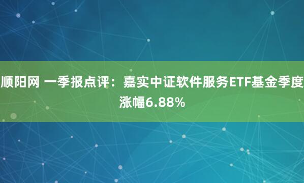 顺阳网 一季报点评：嘉实中证软件服务ETF基金季度涨幅6.88%