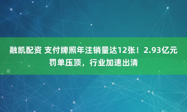 融凯配资 支付牌照年注销量达12张！2.93亿元罚单压顶，行业加速出清